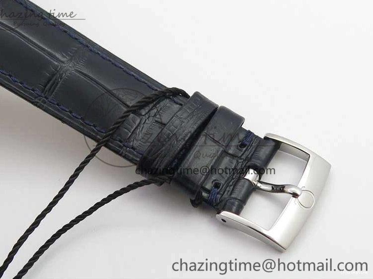 0215 Timeless De Ville Prestige Real PR SS ZF 1:1 Best Edition Gray Dial Blue Markers on Blue Leather Strap MIYOTA 7936